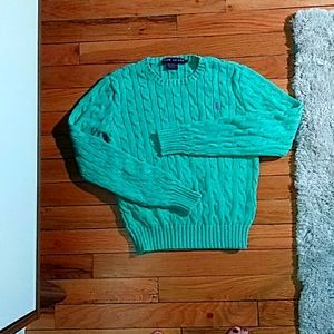 Cable knit mint green sweater